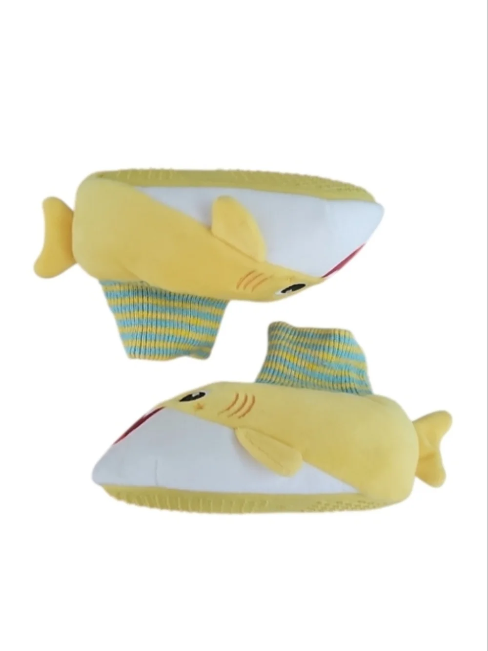 Baby Shark Yellow Slippers Kids 5/6 Plush Shark Slip On House Shoes Cute Cozy